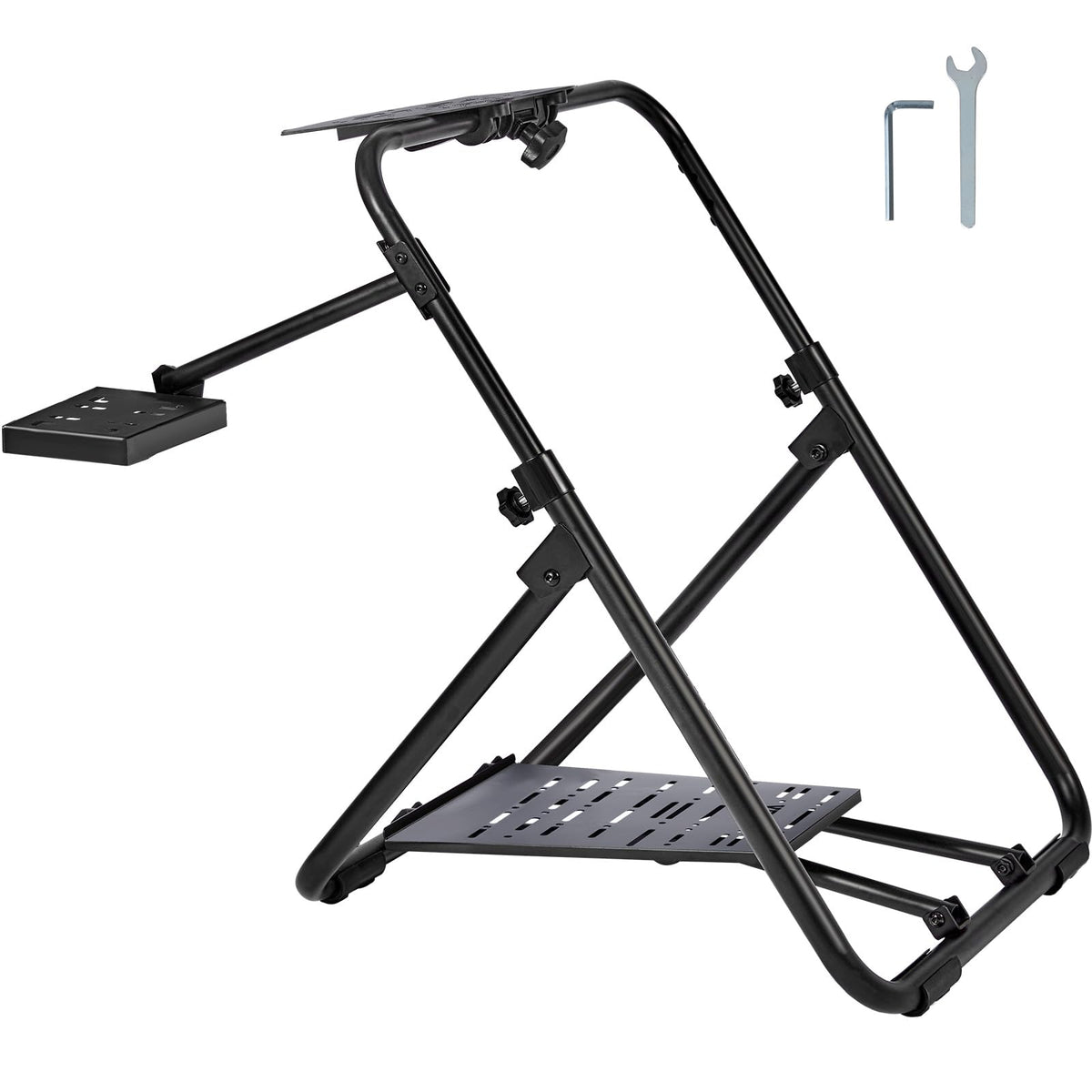 VEVOR Foldable Racing Steering Wheel Stand Height Adjustable Universal Base Compatible with Logitech & Thrustmaster Racing Wheel and Pedal Heavy-duty Frame Standard GT/Formula Seating Portable