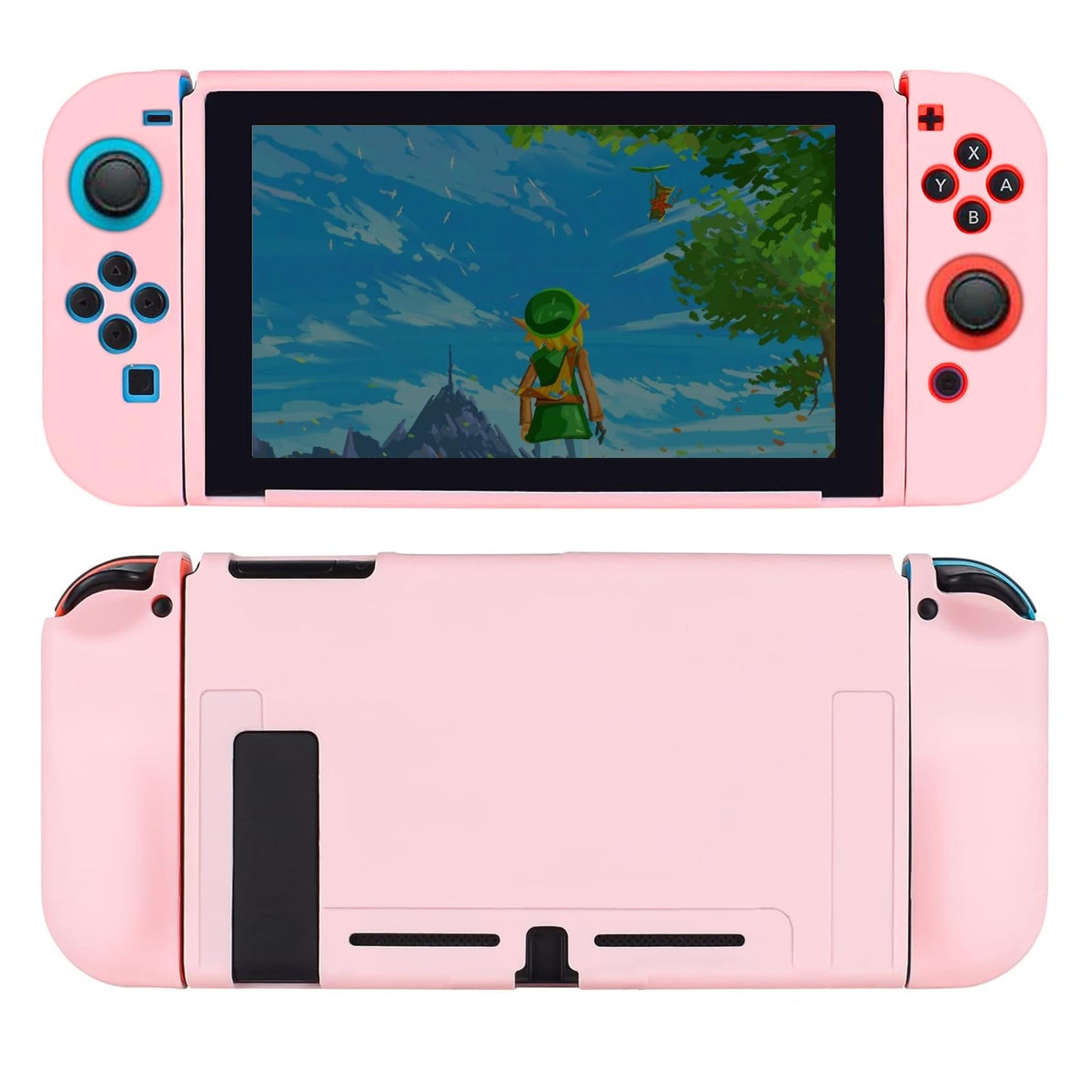 Protective Case for Nintendo Switch 2017 Dockable Silicone Switch Case Ergonomic Grip Cover Shock-Absorbent & Anti-Scratch Soft Cases Slim Shell Travel Protector Pink