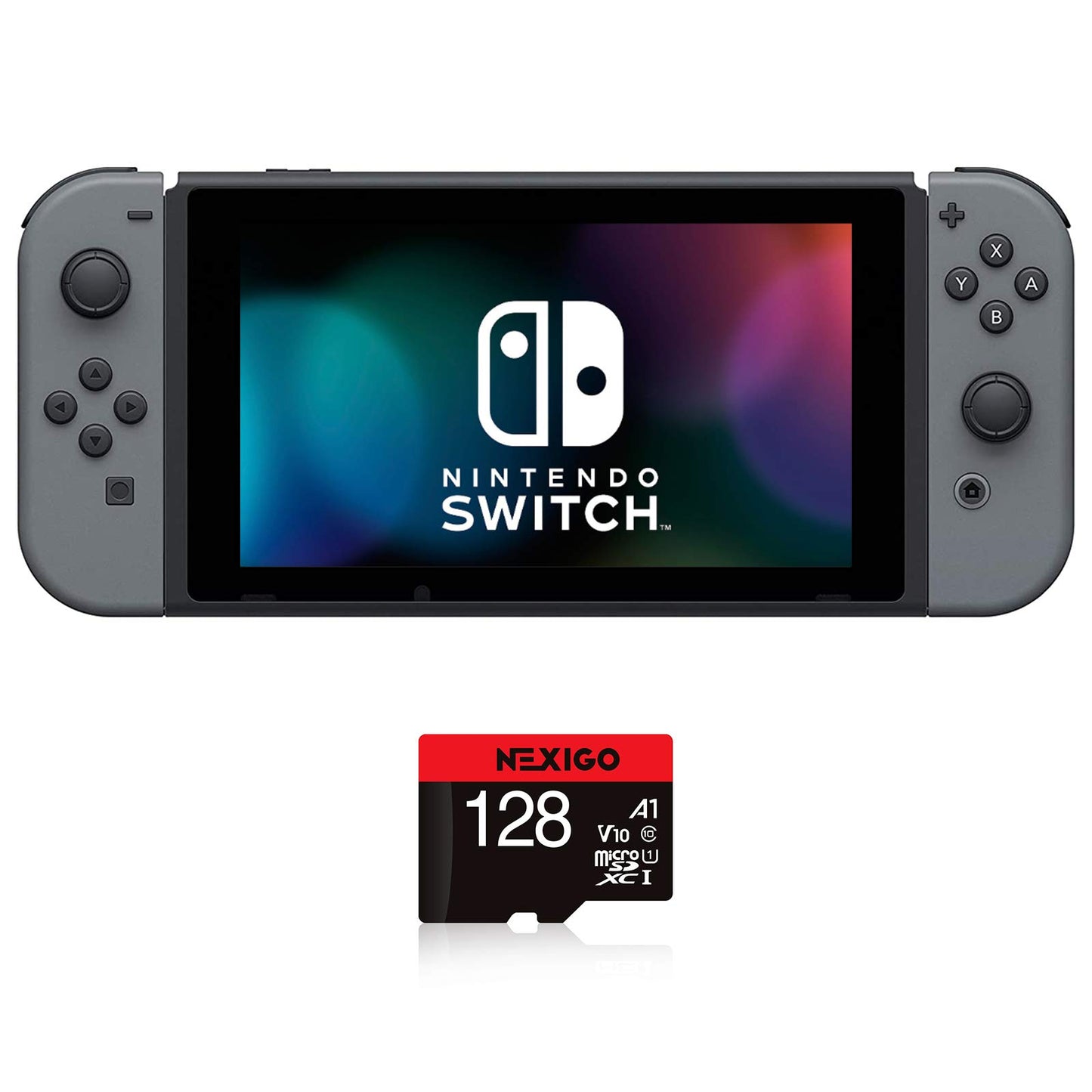 Nintendo Newest Switch with Gray Joy-Con Family Christmas Holiday Bundle - 6.2 Touchscreen LCD Display 32GB of Internal Storage - + NexiGo_128GB MicroSD Card Holiday Bundle