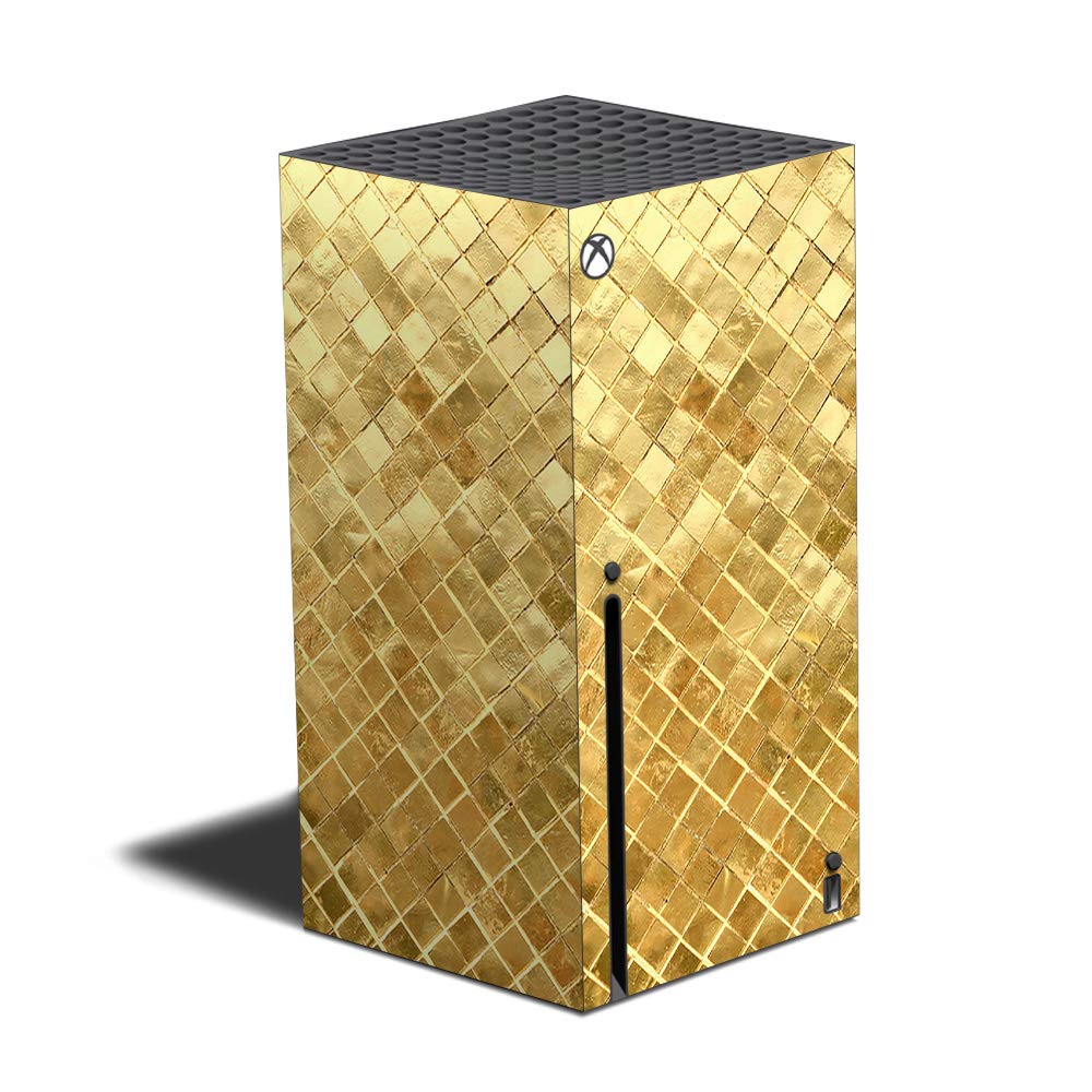 MightySkins Skin Compatible with Xbox Series X - Gold Tiles | Protective Durable and Unique Vinyl Decal wrap Cover | Easy to Apply Remove and Change Styles | Made in The USA (MIXBSERX-Gold Tiles)