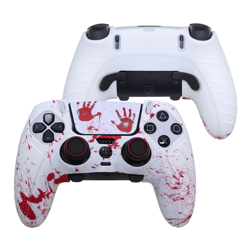 IVYUEEN for PlayStation 5 PS5 Edge Controller Graffiti Blood Anti-Slip Protective Skin Cover Silicone Case for DualSense Edge Controller Grip with Touch Pad Sticker Accessories