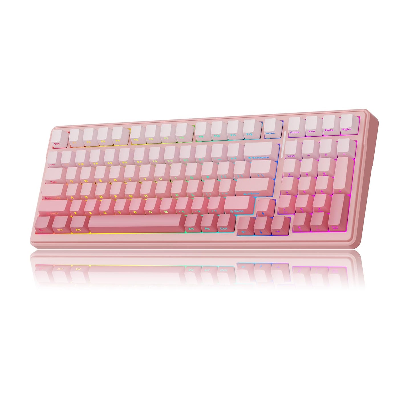 MechLands Aula F99 96% Wireless Gaming Keyboard 8000mAh Battery Creamy Gasket Mechanical Keyboard BT/2.4GHz/USB-C Hot-Swappable Pre-lubed Linear Switch Programmable RGB Win/Mac (Pink Gradient)