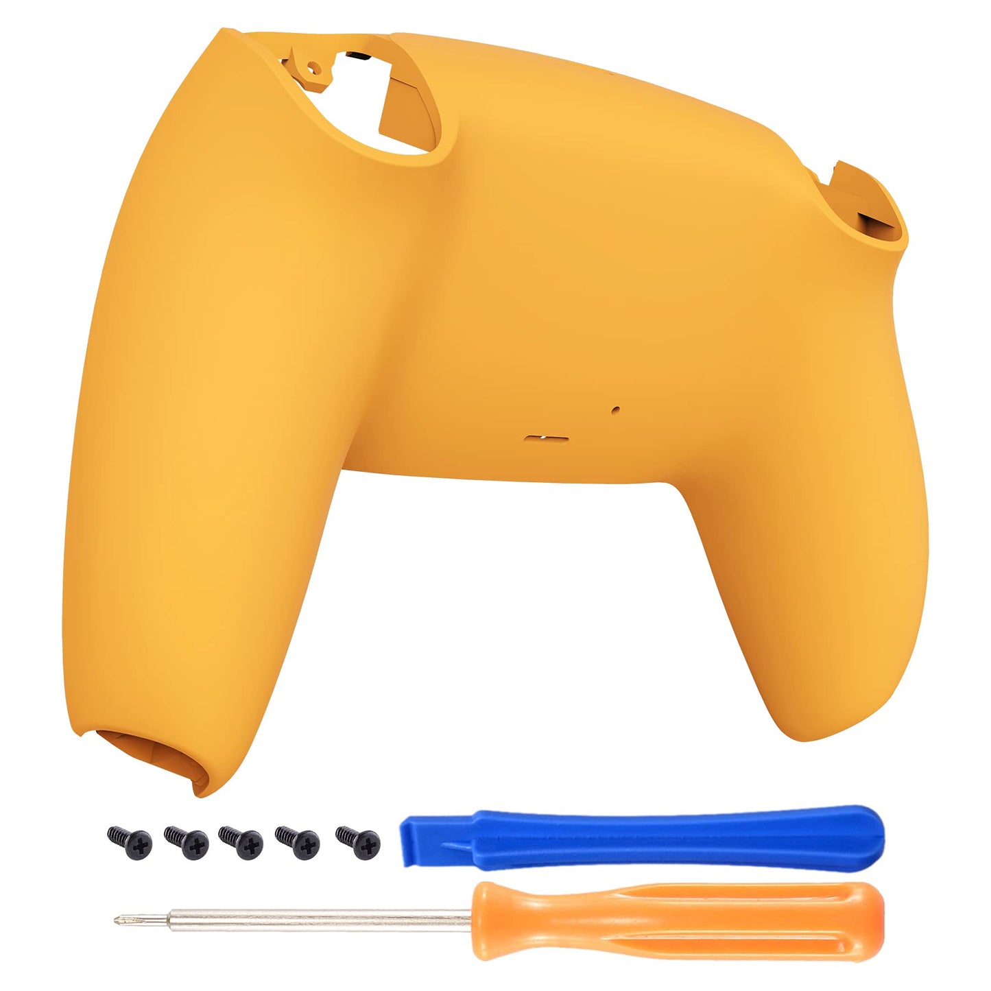 eXtremeRate Caution Yellow Soft Touch Grip Custom Back Plate Bottom Shell Compatible with ps5 Controller Replacement Back Shell Cover Compatible with ps5 Controller
