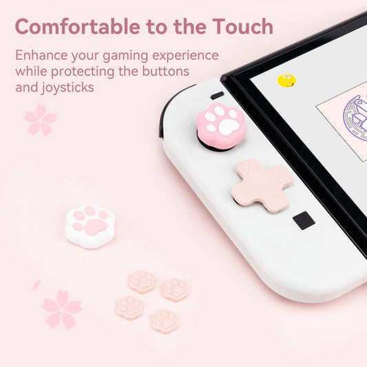 GeekShare Cat Paw Joystick Cover Caps Set - Pink, Compatible with Nintendo Switch/OLED