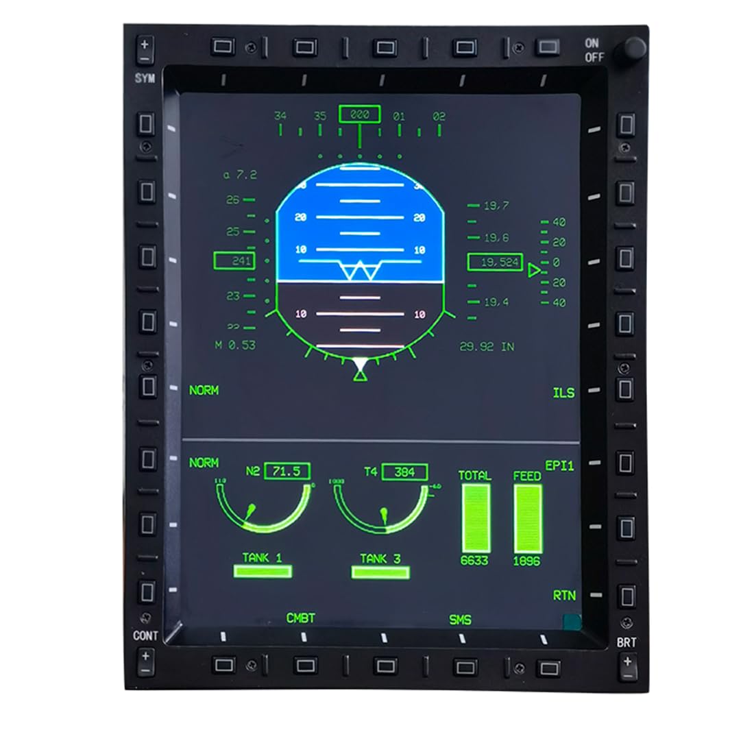Lopolltty Flight Sim Home Cockpit, JF-17, F/A-18 & F16 10.4-Inch LCD MFCD Multi-Function Color Display, Compatible with Leading
