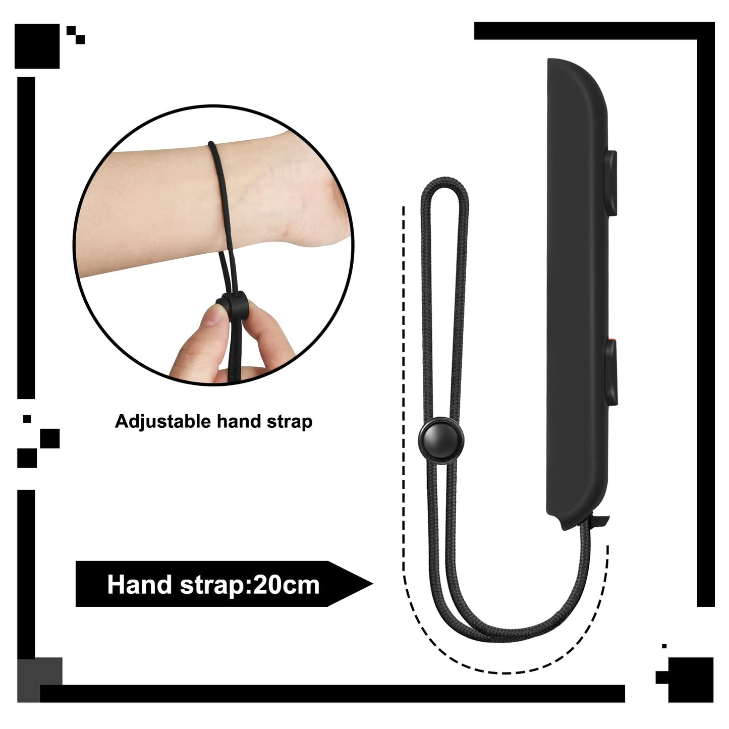 XBERSTAR Portable Controller Hand Strap Wrist Rope for Switch - Black