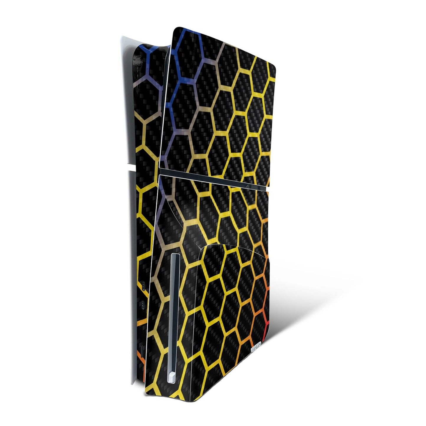 MightySkins Carbon Fiber Skin for PS5 Playstation 5 Slim Disc Edition Console Only - Primary Honeycomb Protective Durable Textured Carbon Fiber Finish Easy to Apply Made in The USA