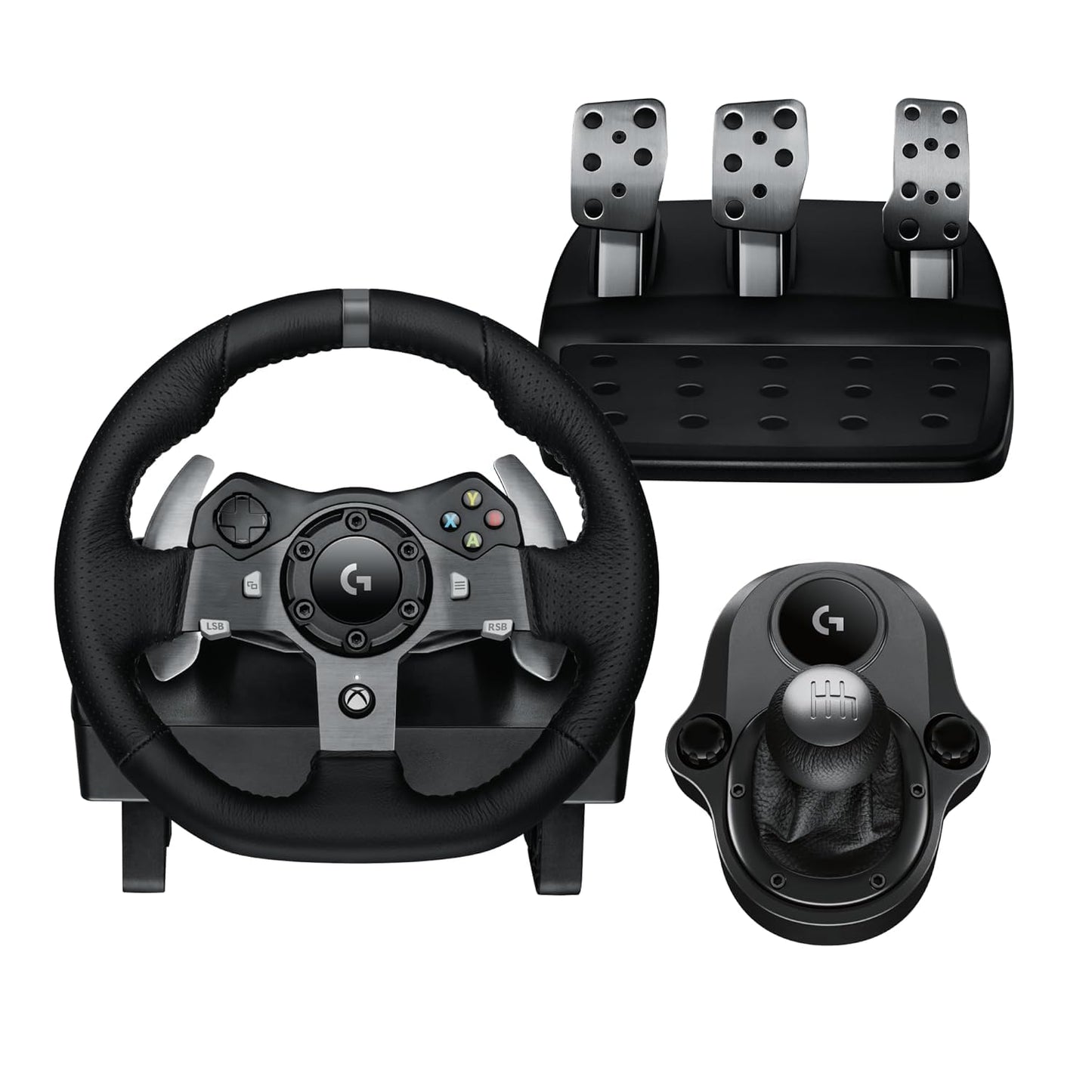 Logi tech G920 Driving Force Racing Wheel and Pedals Force Feedback + Logitech G Driving Force Shifter - Xbox Series X|S Xbox One and PC Mac - Black (Wheel+Pedal+Shifter)