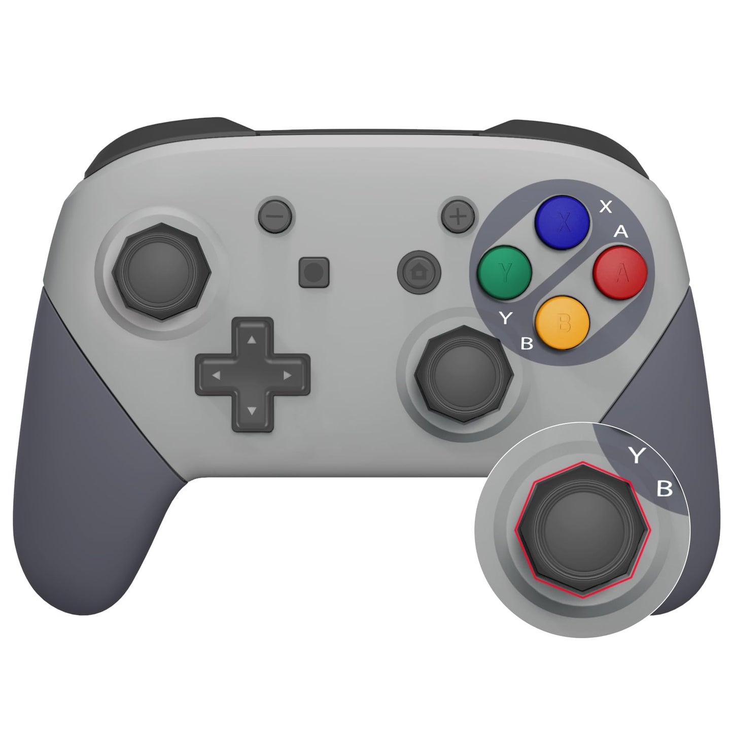 eXtremeRate SFC SNES Classic EU Style Faceplate Backplate Handles Cover, Octagonal Gated Sticks Design DIY Replacement Grip Hous