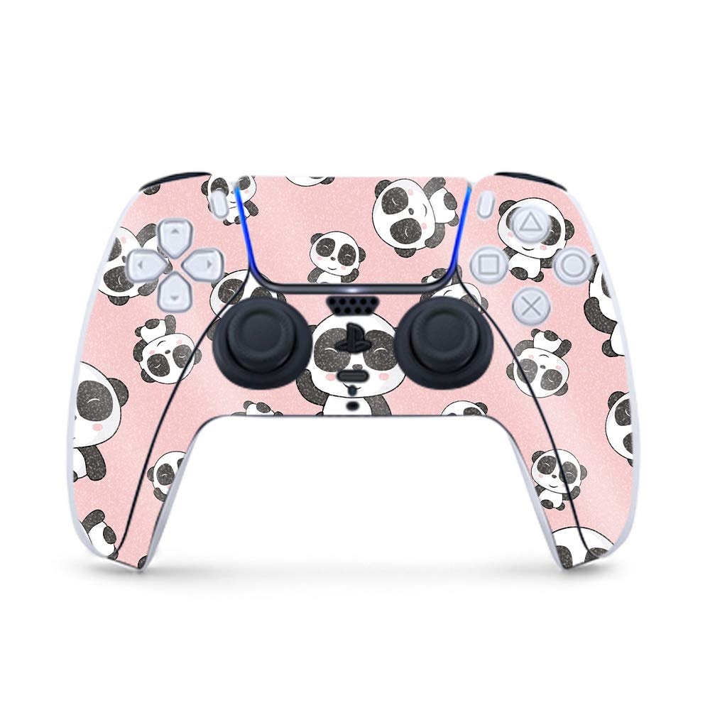 MightySkins Glossy Glitter Gaming Skin for PS5 / Playstation 5 Controller - Panda Hello | Durable High-Gloss Glitter Finish | Easy to Apply and Change Style | Made in The USA
