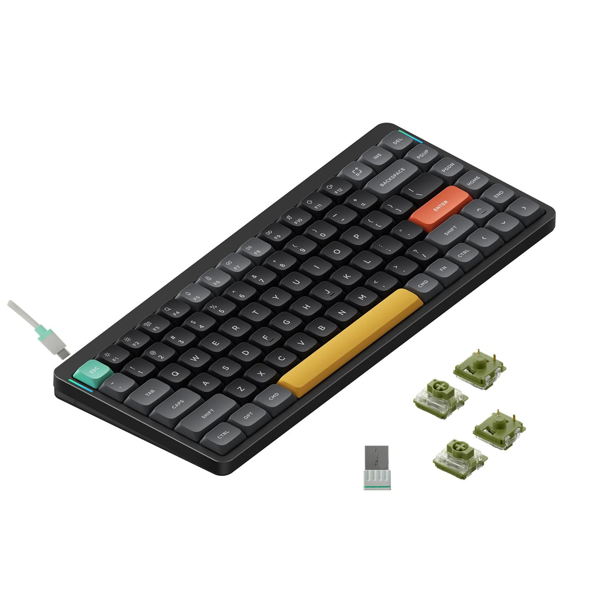 nuphy Air75 V2 Portable 75% Low Profile Mechanical Keyboard Wireless Keyboard Supports Bluetooth/2.4G/USB-C RGB Bluetooth Keyboards Compatible with Windows/Mac OS/Linux Systems-Gateron Moss Switch