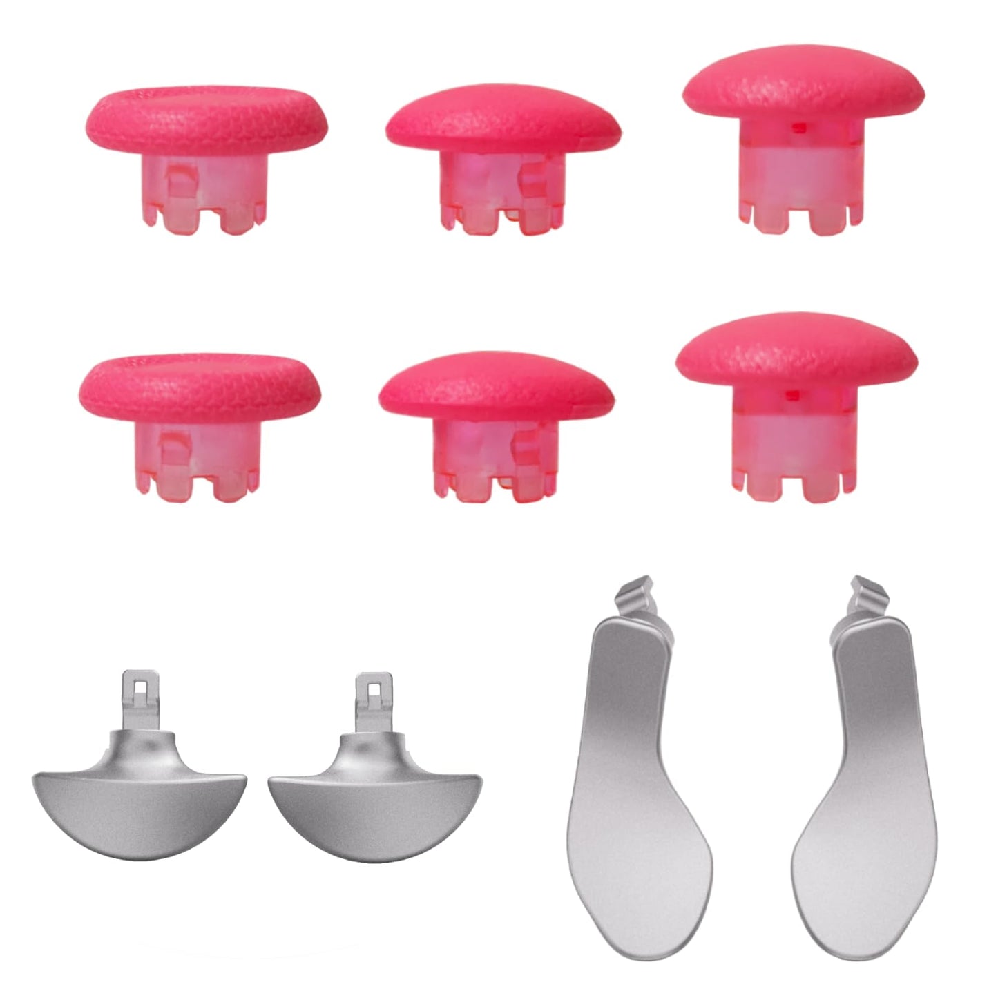Swap Thumbsticks Paddles and Trigger Buttons Replacement Set for PS5 Edge Controller - Thumb Sticks Back Paddles Accesories for PS5 Edge Controller (10Kits-Pink+Silver)