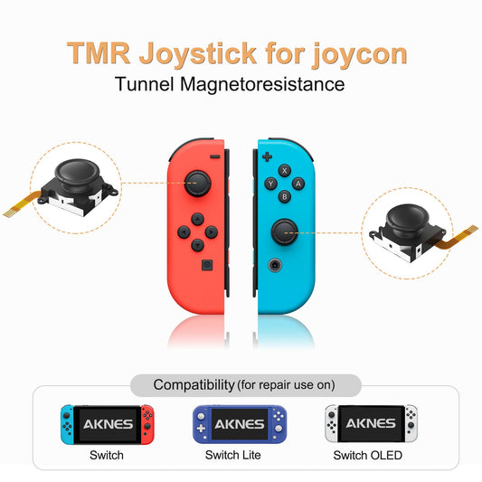 AKNES Switch JoyCon Joystick Replacement Kit - Drift-Free TMR Electromagnetic Joystick with Tools, One Pair