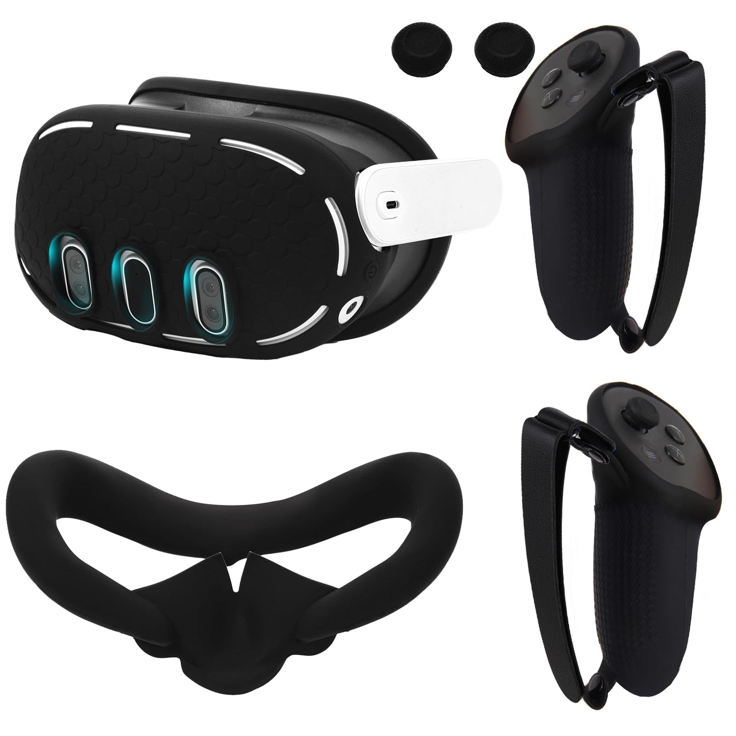 VR Accessories Set for Meta Quest 3 Controller Grip and 2Pcs VR Silicone Face Pad VR Shell Protection Cover VR Controller Thumbstick Covers