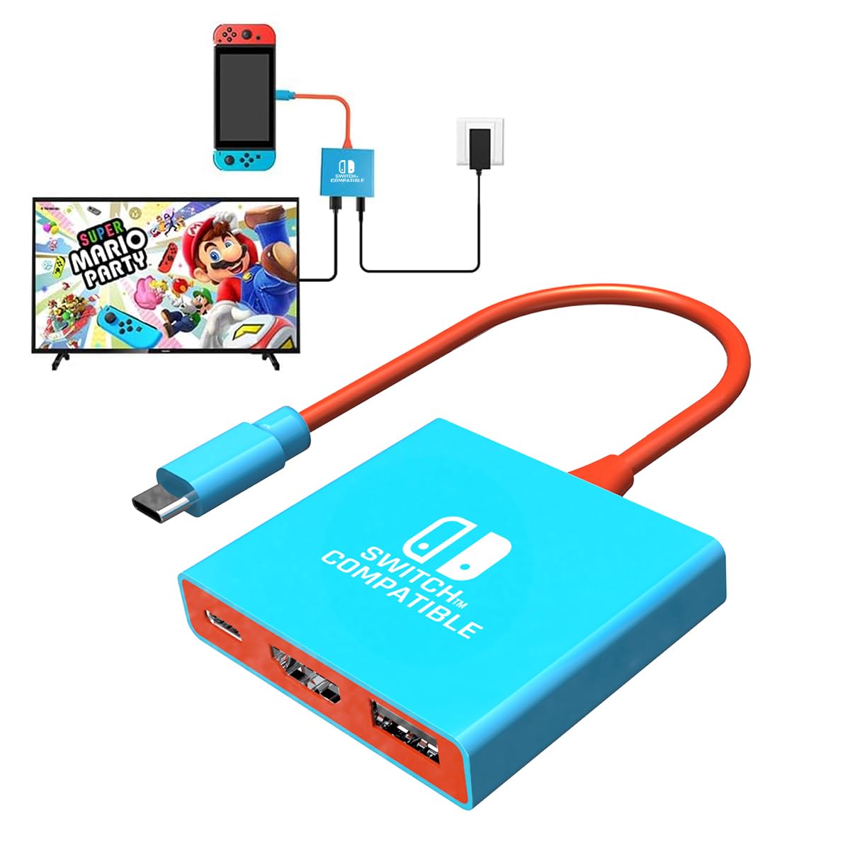 Switch Dock Switch Docking Station for Nintendo Portable Switch TV Adapter Support 4K/60HZ Switch TV Mode Compatible Steam Deck/Switch OLED Travel Dock with HDMI2.0 USB3.0 Port Not Support Switch 2