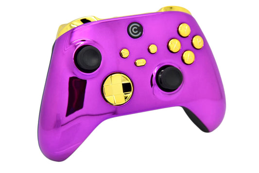 Custom Controllerzz Wireless Controller for Xbox Series X/S & PC - Purple Chrome & Gold Inserts