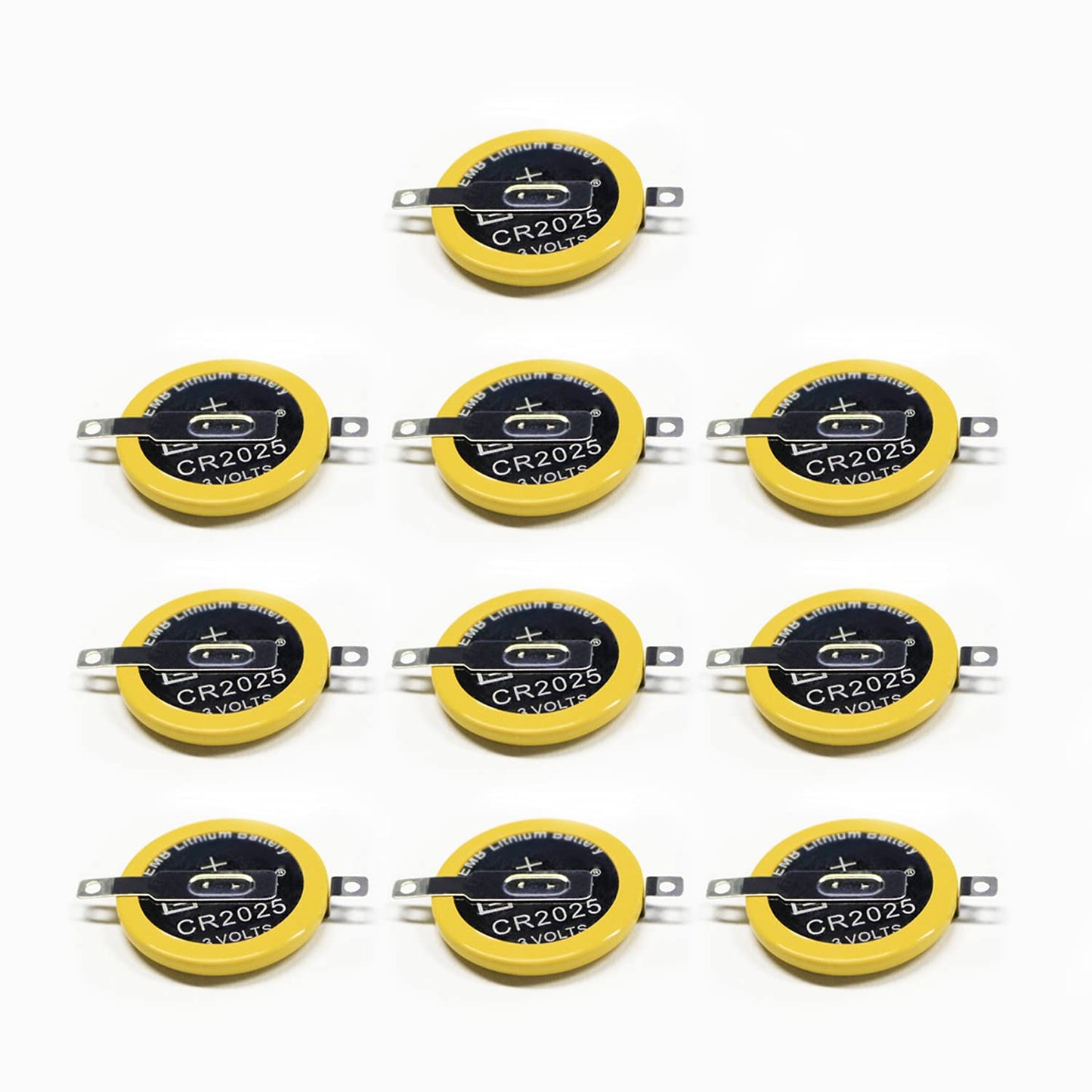 EEMB Tabbed CR2025 Batteries 10 Pack 3V 2025 Gameboy refill unit Battery Solder Tabs Lithium Battery Coin Cell Batteries Color GBC CR2025 3v Lithium Battery Replacement Battery Gameboy Save Battery