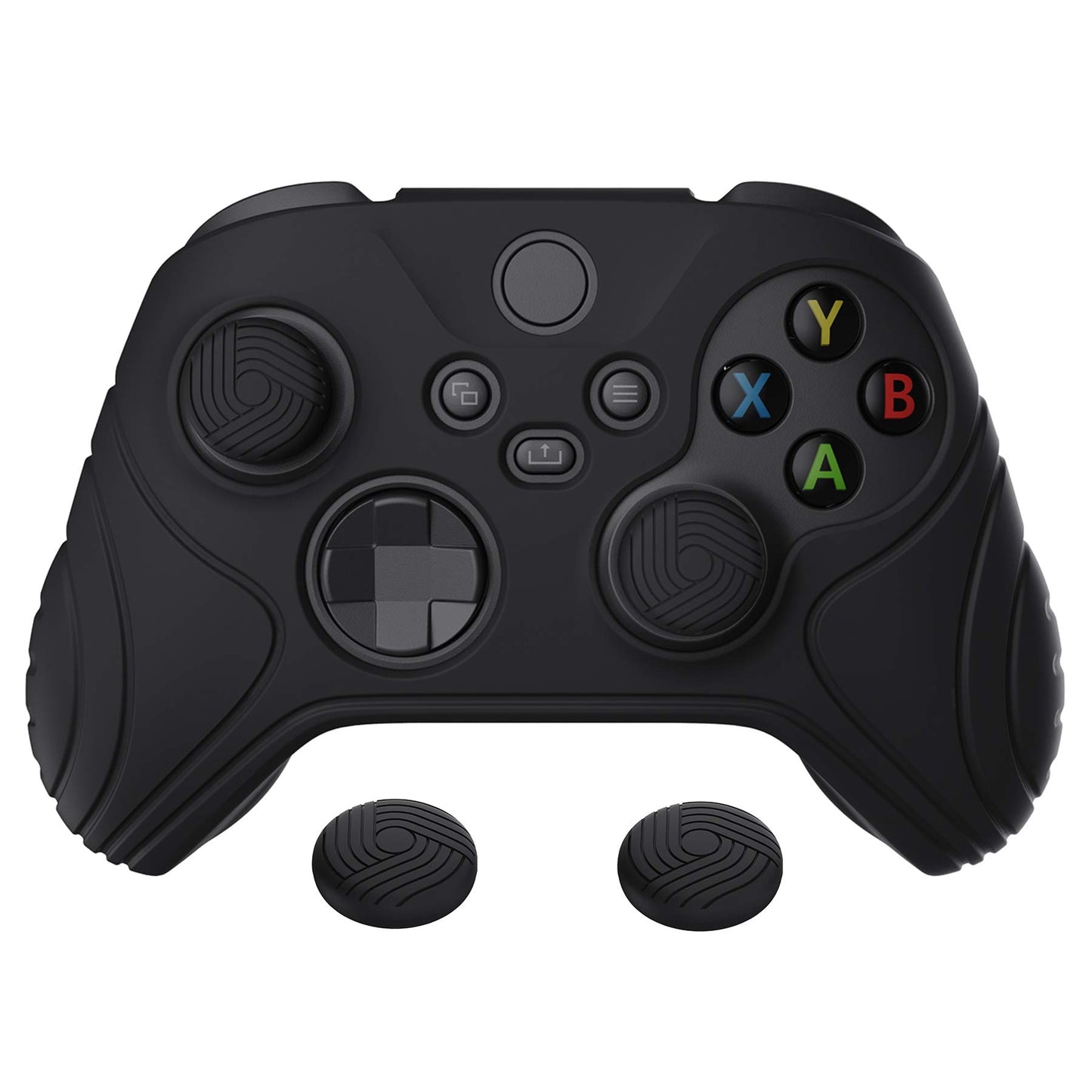 eXtremeRate PlayVital Samurai Edition Anti-Slip Controller Grip Silicone Skin for Xbox Core Controller Ergonomic Protective Case Cover for Xbox Series S/X w/Thumb Grips - Black