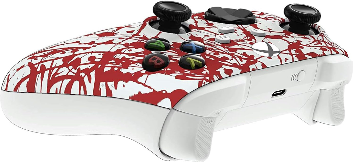 Custom Controllerzz Wireless Xbox Controller - Soft Touch Feel, X/S Blood Splatter Design for Xbox Series X/S & Xbox One