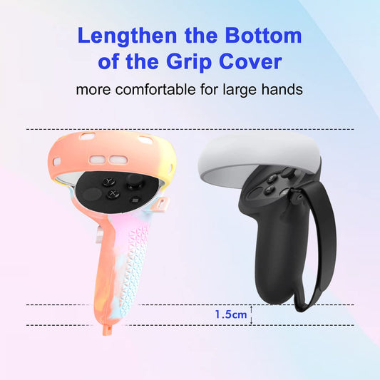Relohas VR Accessories for Oculus Quest 2 - Silicone Set with Controller Grip, Shell, Face & Lens Covers, 10PCS Eye Covers - Macaron