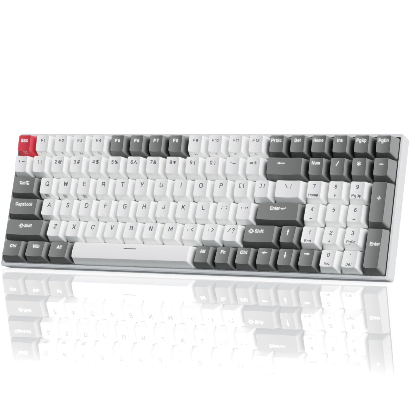 RK ROYAL KLUDGE RK100 Wireless Mechanical Keyboard RGB Backlit Bluetooth5.1/2.4G/Wired 96% Full Size 100-Key Hot Swappable Gaming Keyboard Brown Switch Carbon