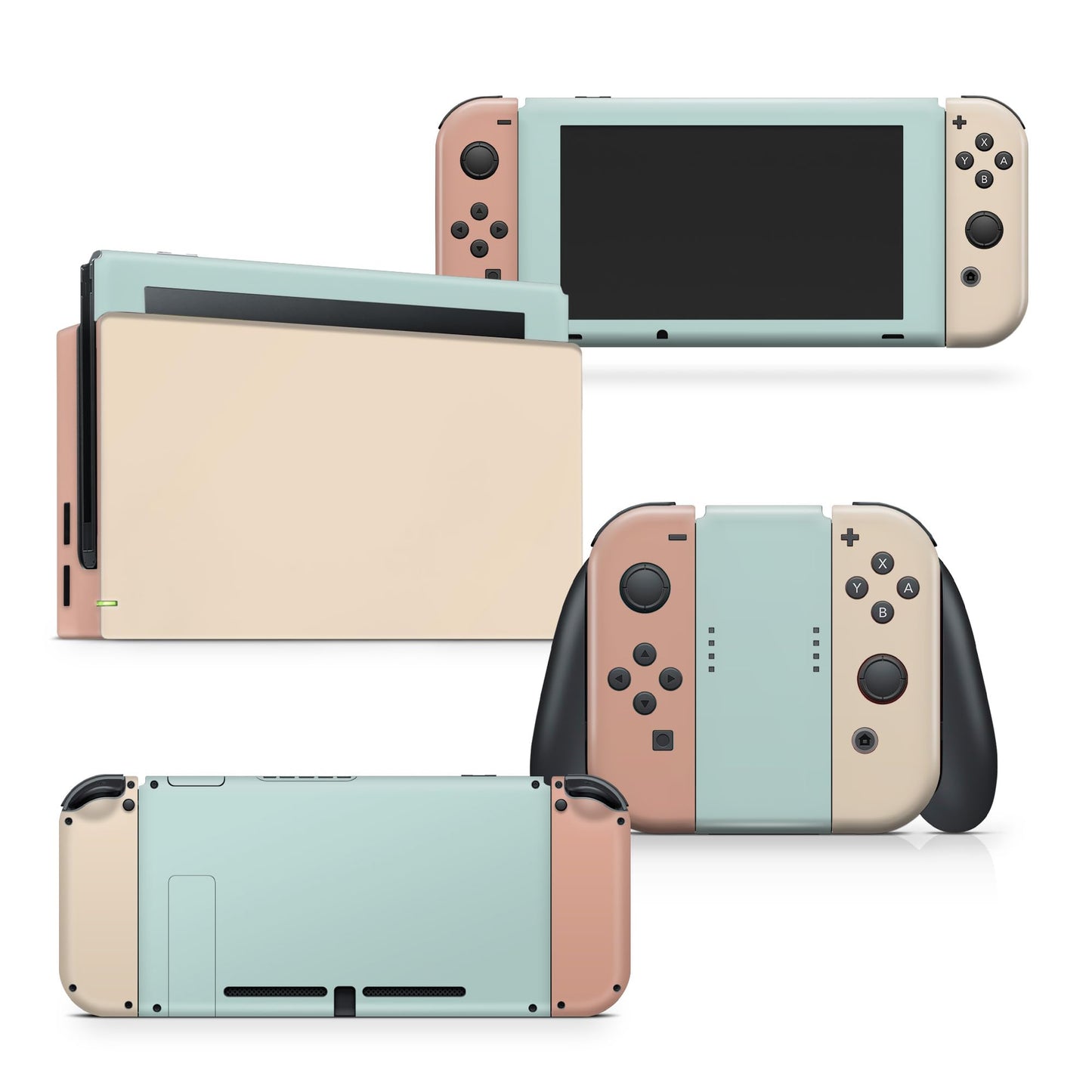 Tacky Design Classic colorwave Skin Compatible with Nintendo Switch Skin Wrap Cover Color Blocking Skin for Switch Stickers Premium 3M Vinyl (Pastel Teal & Terracotta Nintendo Switch)