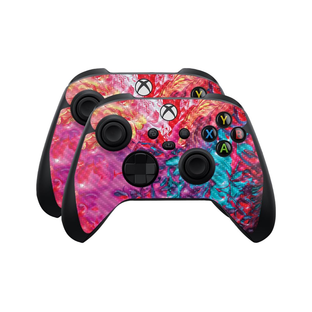 Carbon Fiber Skin Compatible with Microsoft Xbox Series X|S Controller (2 Pack) - Paint Party - Premium 3M Vinyl Protective Wrap Decal Cover - Easy to Apply | Crafted in The USA by MightySkins