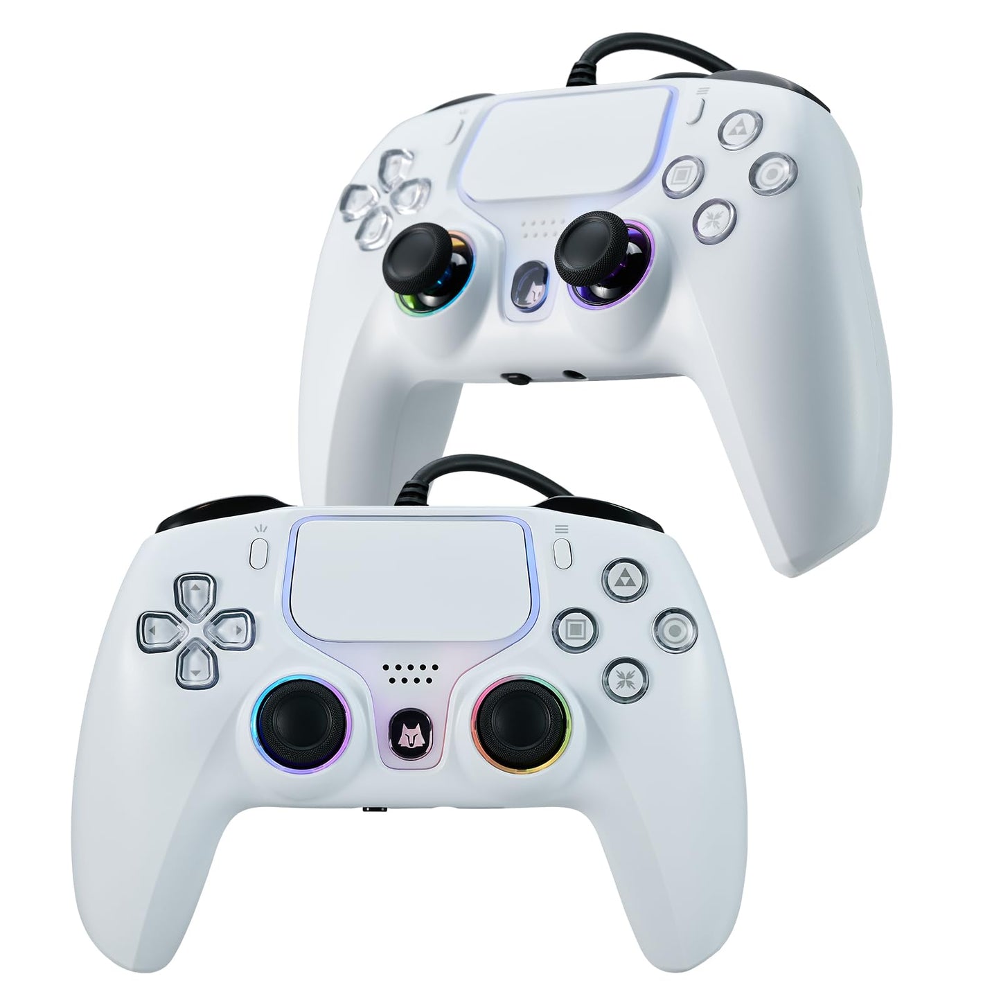 NBCP Gaming 2 Pack for PS5 Wired Controller PC/Steam Turbo & Linear Hall-effect Trigge Wired Controllers for Compatible with PS5/4 Windows PC & Steam White* 2