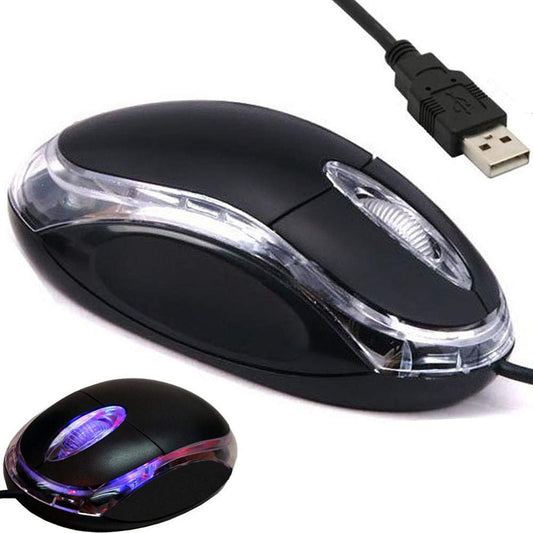 ANRANK UM2030AK Black USB Optical Mouse, 3-Button with Scroll Wheel, LED Light for PC/Laptop