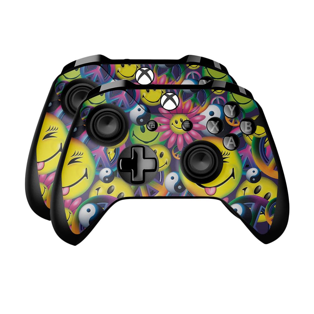 Skin Compatible with Microsoft Xbox One Controller (2 Pack) - Peace Smile - Premium 3M Vinyl Protective Wrap Decal Cover - Easy to Apply | Crafted in The USA by MightySkins
