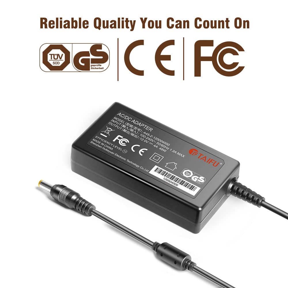 TAIFU 12V 3A AC/DC Adapter for Sony PlayStation VR PS4, Model CUH-ZAC1, Black Power Supply Cord