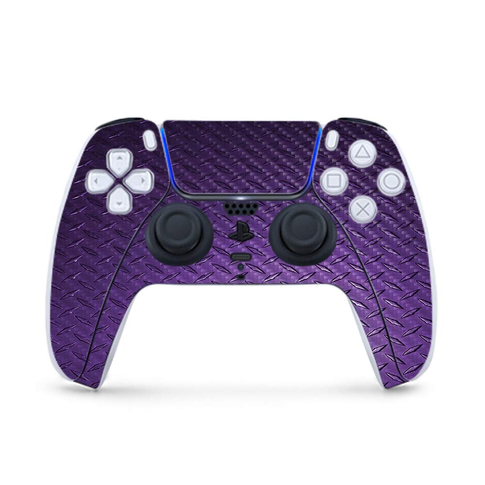 MightySkins Carbon Fiber Skin Compatible with PS5 / PlayStation 5 Controller - Purple Diamond Plate | Protective Durable Textured Carbon Fiber Finish | Easy to Apply | Made in The USA