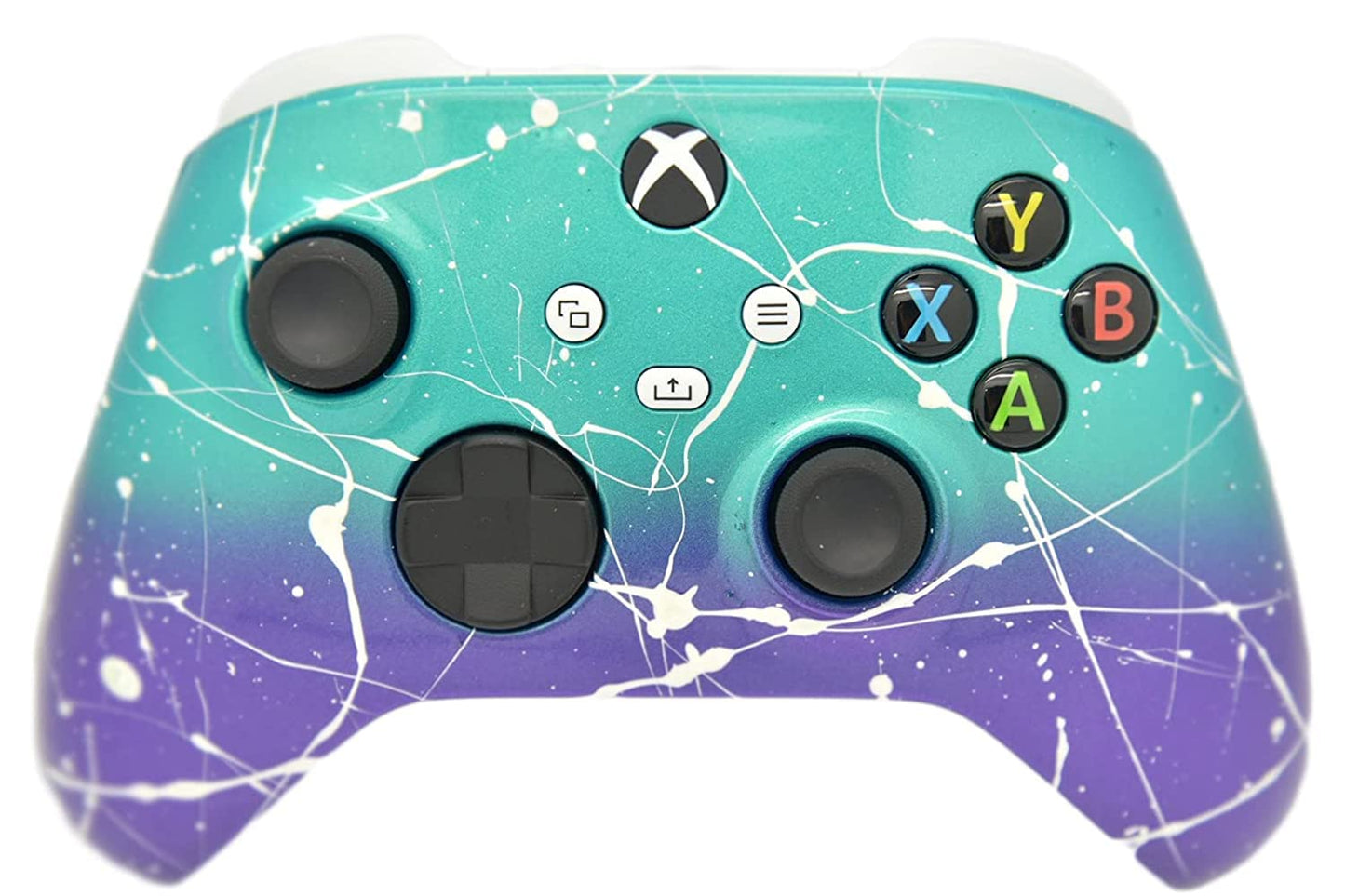 Hand Airbrushed Fade Custom Controller Compatible with Series X/S & One (Series X/S Purple & Teal White Drip)