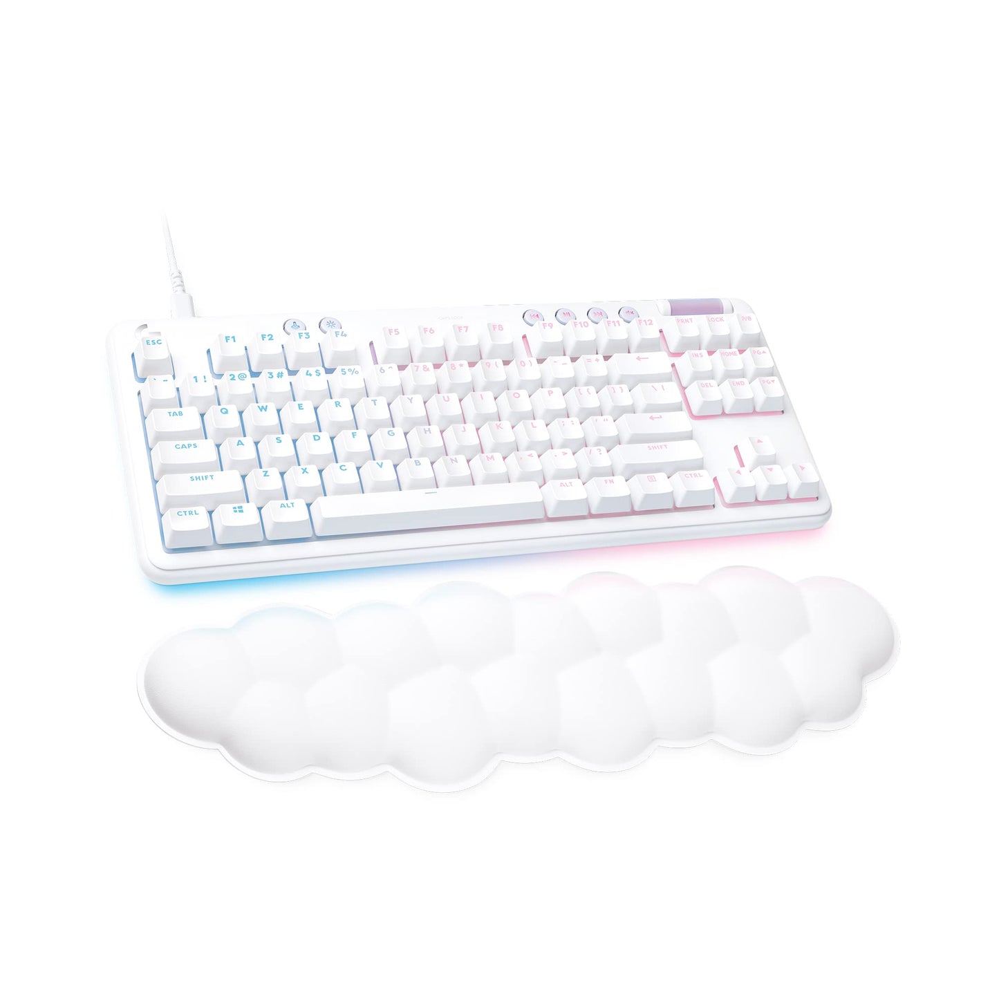Logitech G713 Wired Mechanical Gaming Keyboard with LIGHTSYNC RGB Lighting Linear Switches (GX Red) and Keyboard Palm Rest PC and Mac Compatible - White Mist
