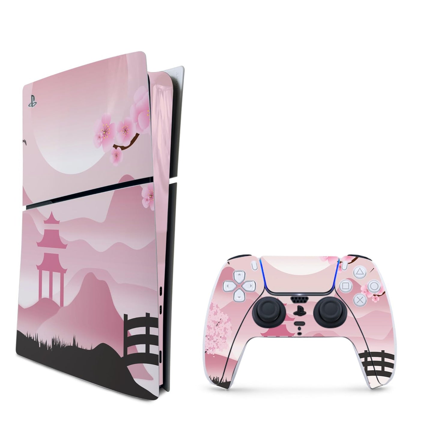 MightySkins Skin Compatible with Playstation 5 Slim Digital Edition Bundle - Cherry Blossom Dream | Protective Durable and Unique Vinyl Decal wrap Cover | Easy to Apply | Made in The USA