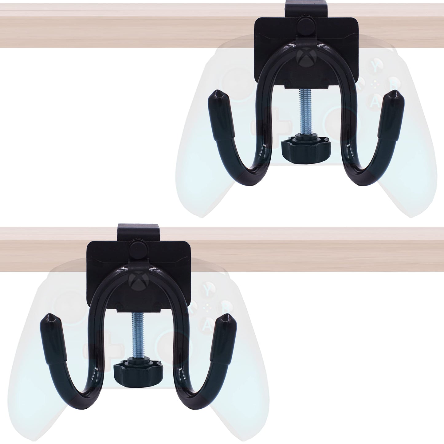 YYST Desk Mount Game Controller Holder Clamp On Hanger Holder Storage Rack Compatible with PS3/PS4/PS5/Xbox 360/Xbox One/S/X/Elite/Series S/Series X Controller Pro Controller (2)