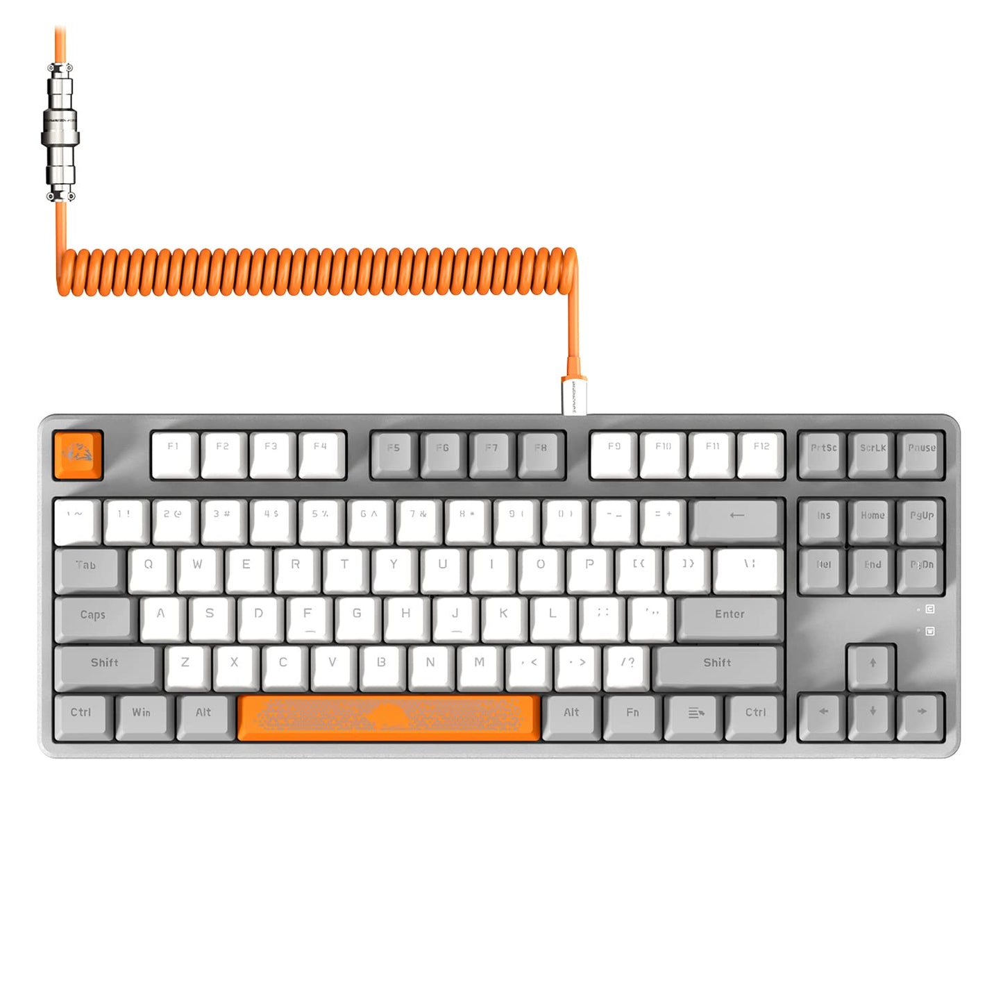 MAGIC-REFINER AK873 Wired 75% TKL Gaming Keyboard Hot-Swappable Blue Switch PBT Keycap Rainbow Led Backlit Ergonomic Mechanical Keyboard+Custom Coiled USB/Type-C Aviation Cable for PC/Mac (Gray White)