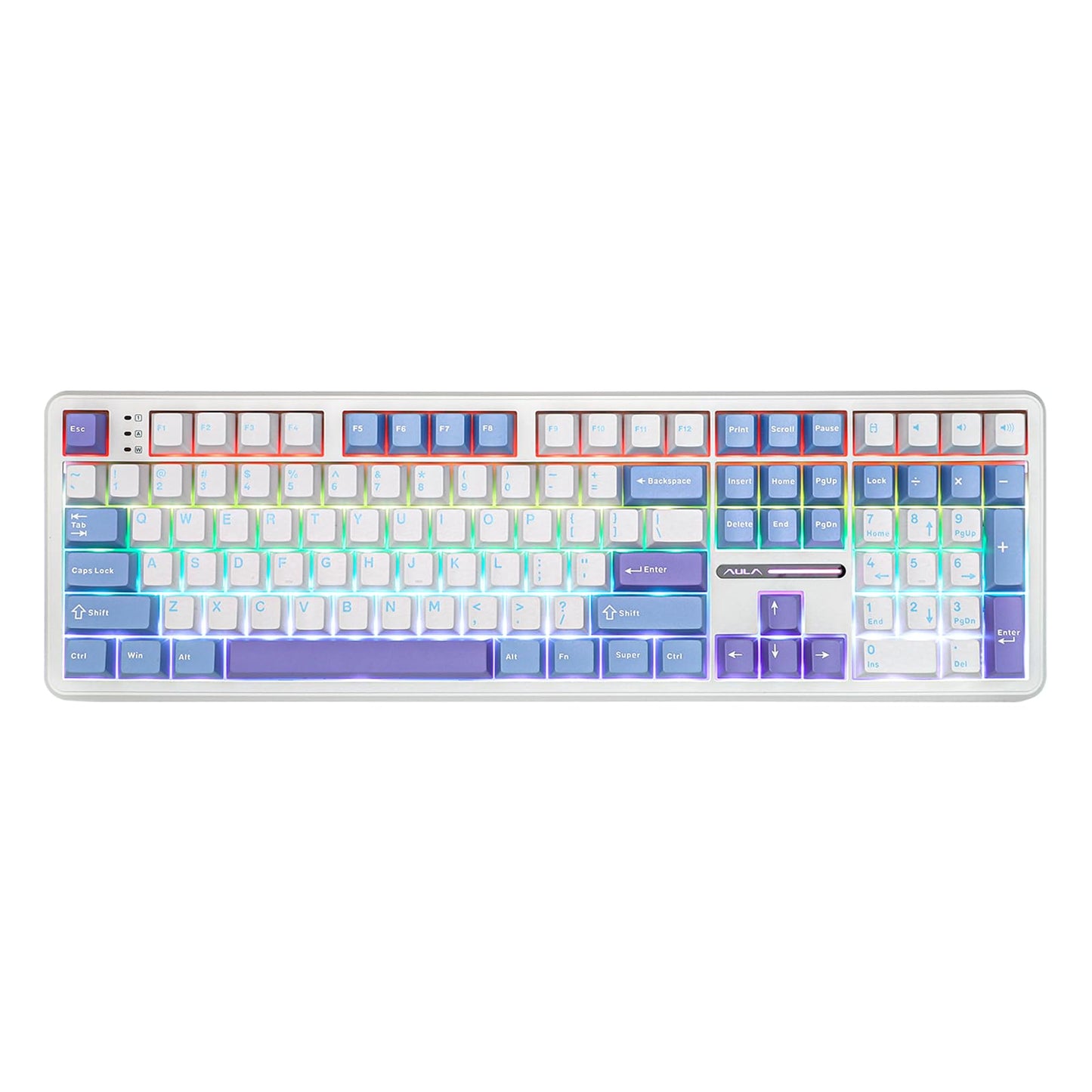 EPOMAKER Aula F108 Wireless Gaming Keyboard Full Size Mechanical Keyboard with 4000mAh Battery 108 Hot-Swappable and Programmable Keys RGB Backlight for Mac/PC/Android (White&Blue)