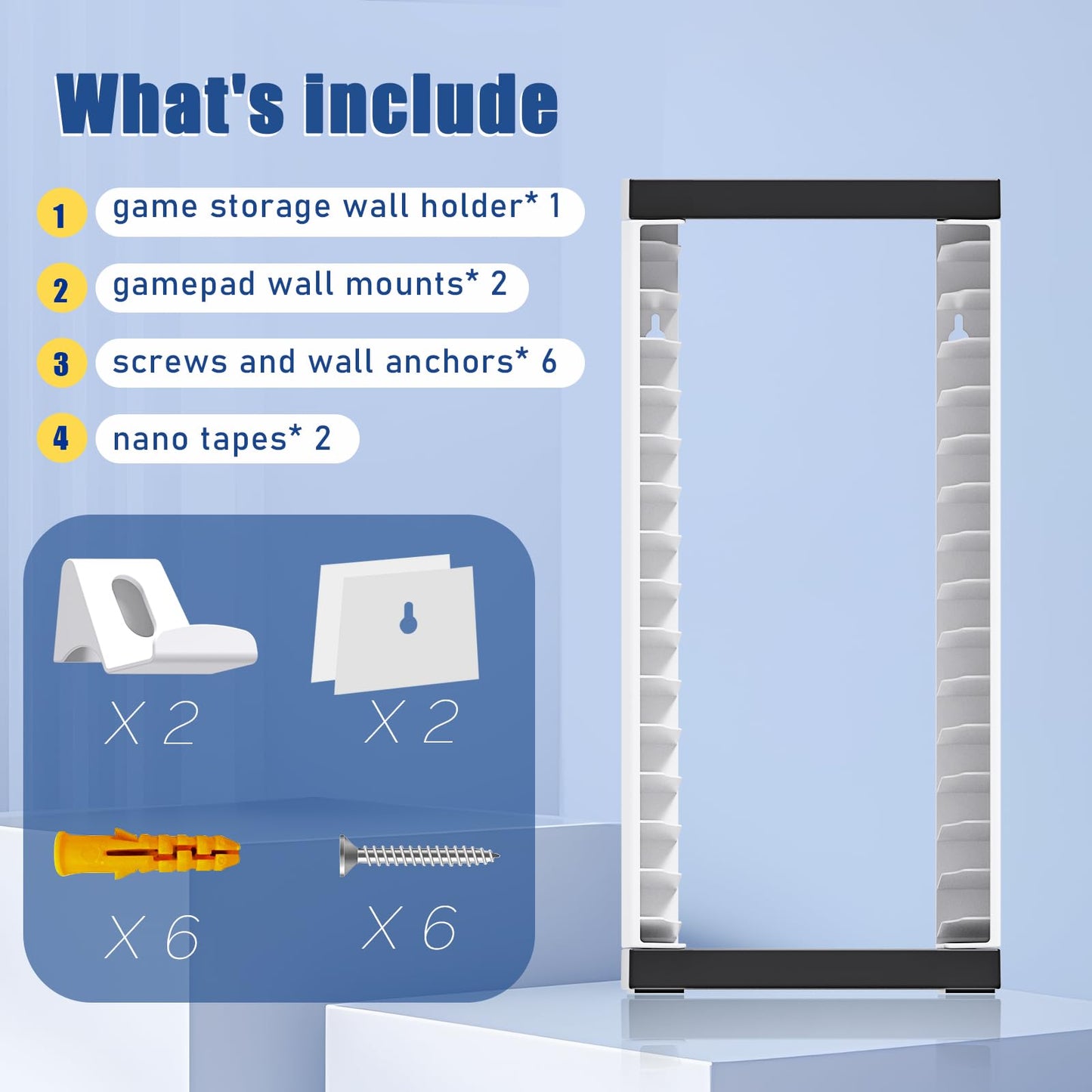 Nargos Video Game Holder Wall Mount for PS5, PS4, Xbox One/X Series, Includes 2 Controller Holders, Durable ABS Material