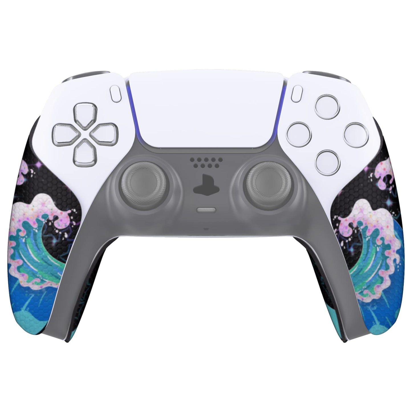 eXtremeRate PlayVital Anti-Skid Sweat-Absorbent Controller Grip for PS5 Professional Textured Soft Rubber Pads Handle Grips - Shimmering Waves