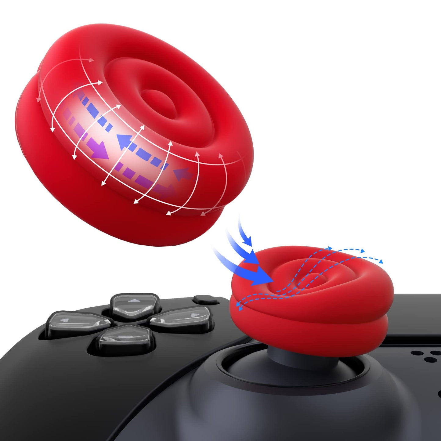 PlayVital Thumbs Cushion Caps Thumb Grips for ps5 for ps4 Thumbstick Grip Cover for Xbox Series X/S Thumb Grip Caps for Xbox One Elite Series 2 for Switch Pro Controller - Passion Red