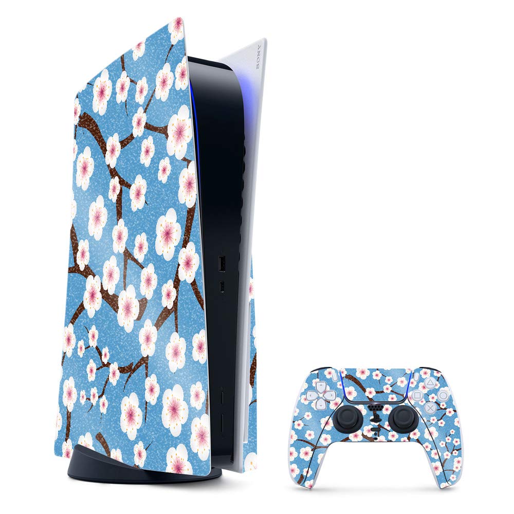 MightySkins Glossy Glitter Skin Compatible with PS5 / PlayStation 5 Bundle - Japanese Spring | Protective Durable High-Gloss Glitter Finish | Easy to Apply and Change Styles | Made in The USA