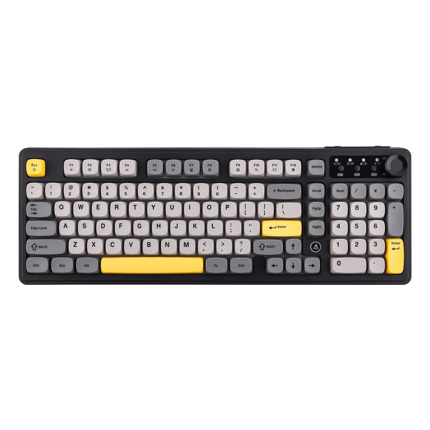 MechLands AJAZZ AF98 Plus Membrane Keyboard Tri-Mode Wireless Gaming Keyboard for Win/Mac/iOS Bluetooth 5.0/2.4G/USB-C RGB Backlit 4000mAh Battery Volume Knob Adjustable Stand (Black Grey)