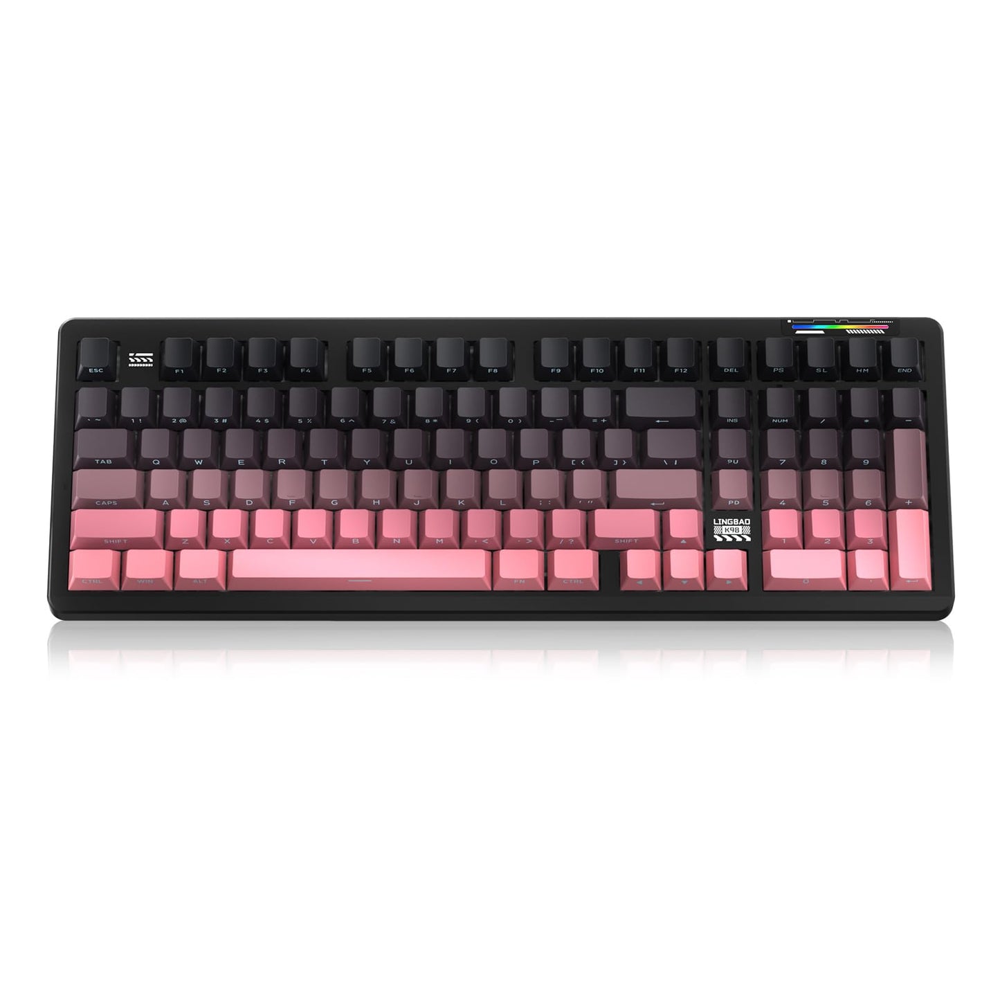 LINGBAO K98 - 96% Wireless Mechanical Keyboard Tri-Mode BT5.0/2.4GHz/USB-C Creamy Keyboard with Number Pad Gasket Hot Swappable Linear Switches RGB Backlit Gaming Keyboards for Win/Mac/PC (Pink)