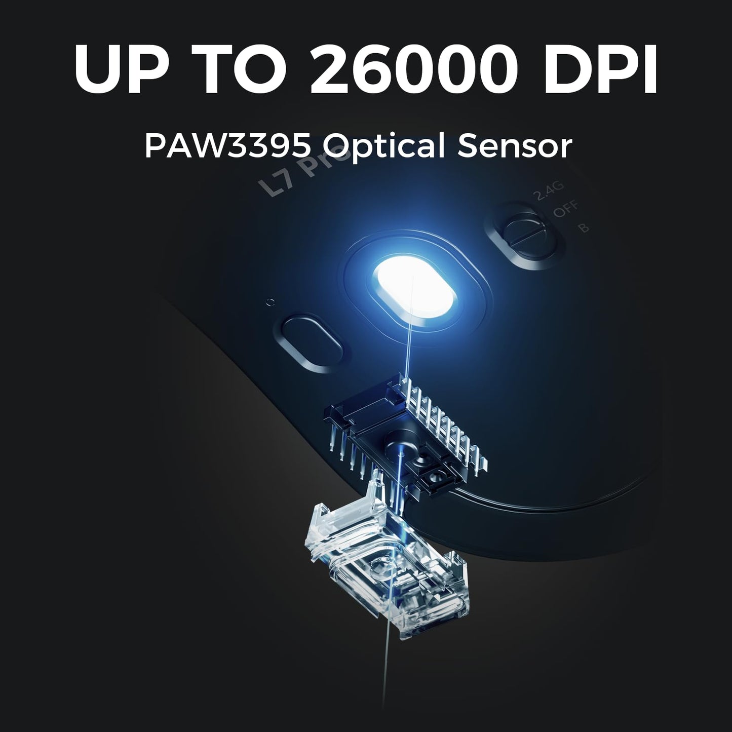 MCHOSE L7 Pro Wireless Gaming Mouse - PAW3395 26K Sensor, Tri-Mode Connection, 39g Ultra-Light, White