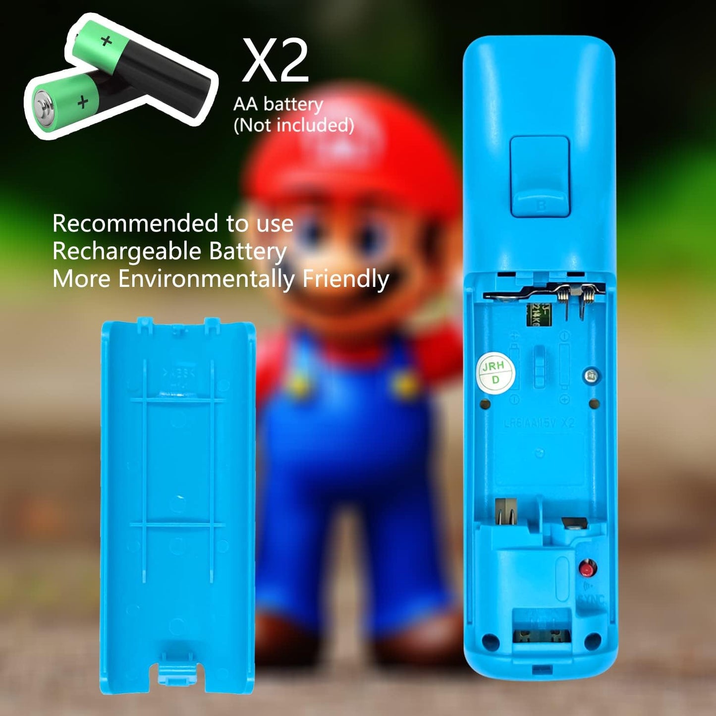 Yosikr Wii Controller 2 Pack - Remote with Silicone Case & Wrist Strap, Compatible with Wii/Wii U - Black & Blue