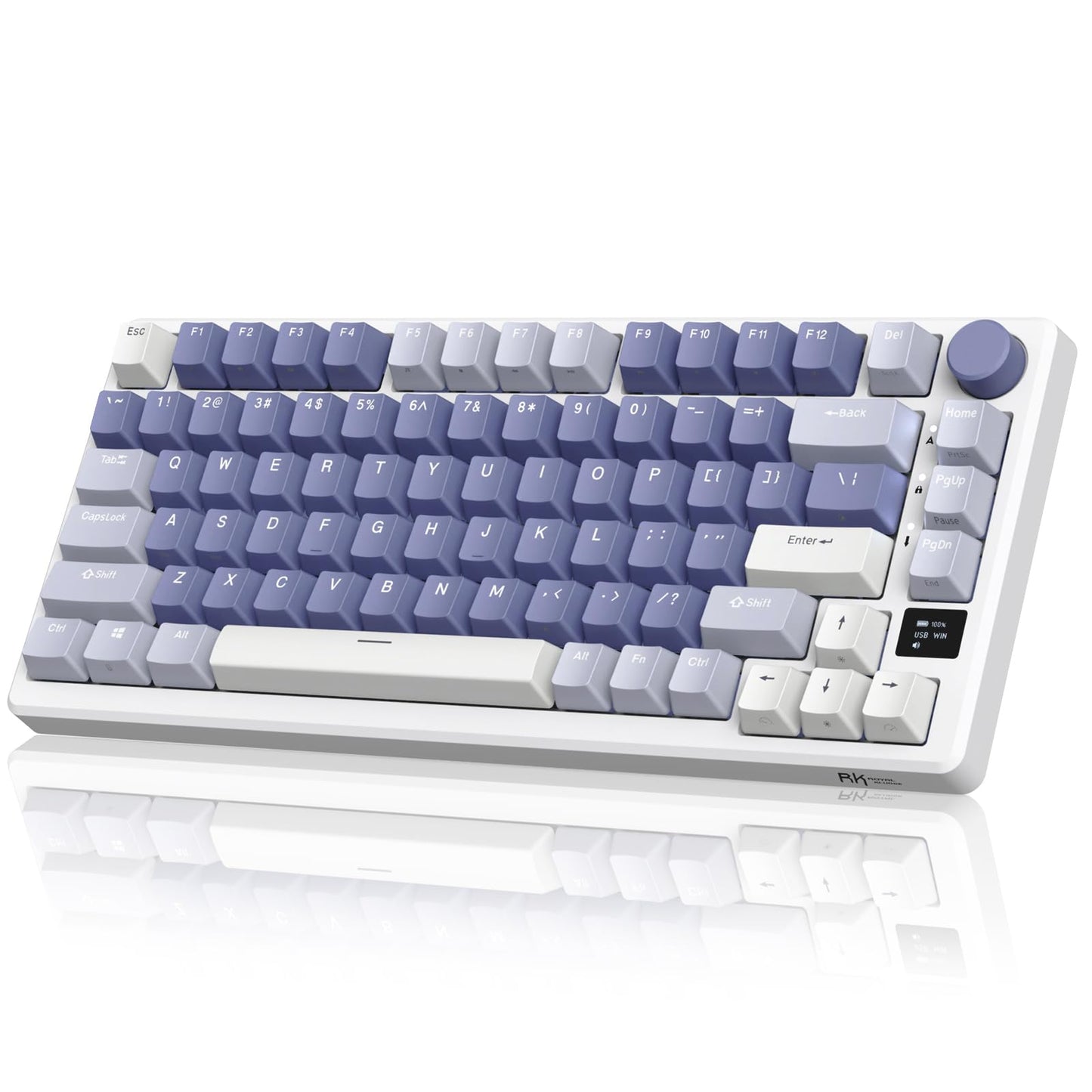 RK ROYAL KLUDGE M75 Mechanical Keyboard with OLED Smart Display and Volume Knob 2.4G/USB-C/BT Gasket Mounted 75% Layout Wireless Gaming Keyboard with 81 Keys RGB Backlit Hot-Swappable Red Switch