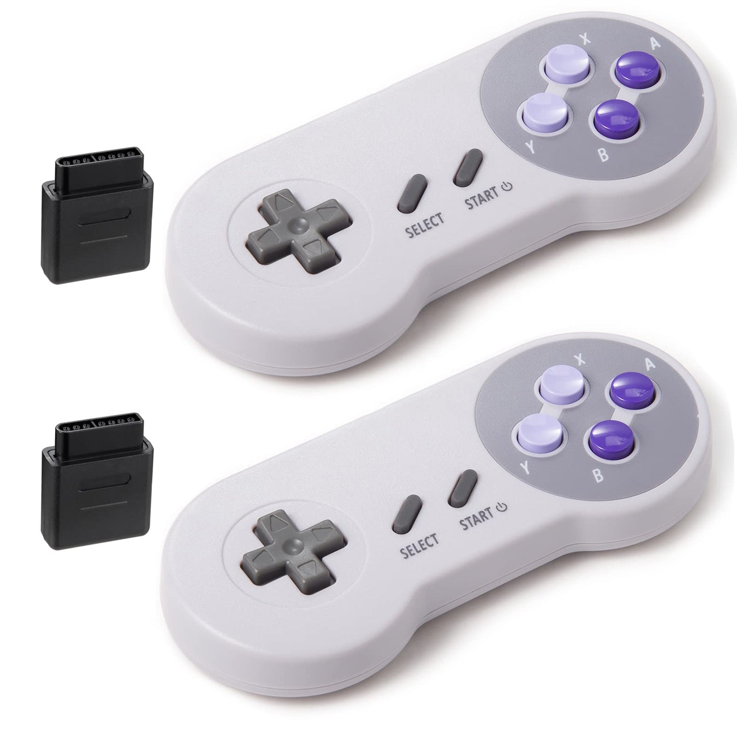 KIWITATA 2 Pack 2.4GHz Wireless Controller for SNES Original Console Rechargeable Wireless Remote Gamepad Controller for SNES Super Entertainment System Console