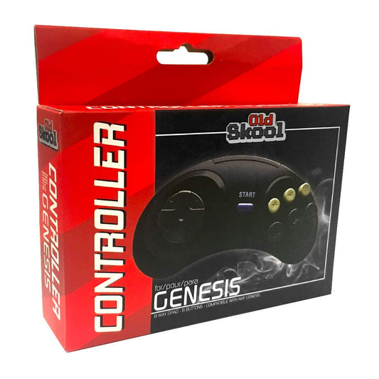 Old Skool 6-Button Sega Genesis Controller Gamepad - Black, Model OS-9906