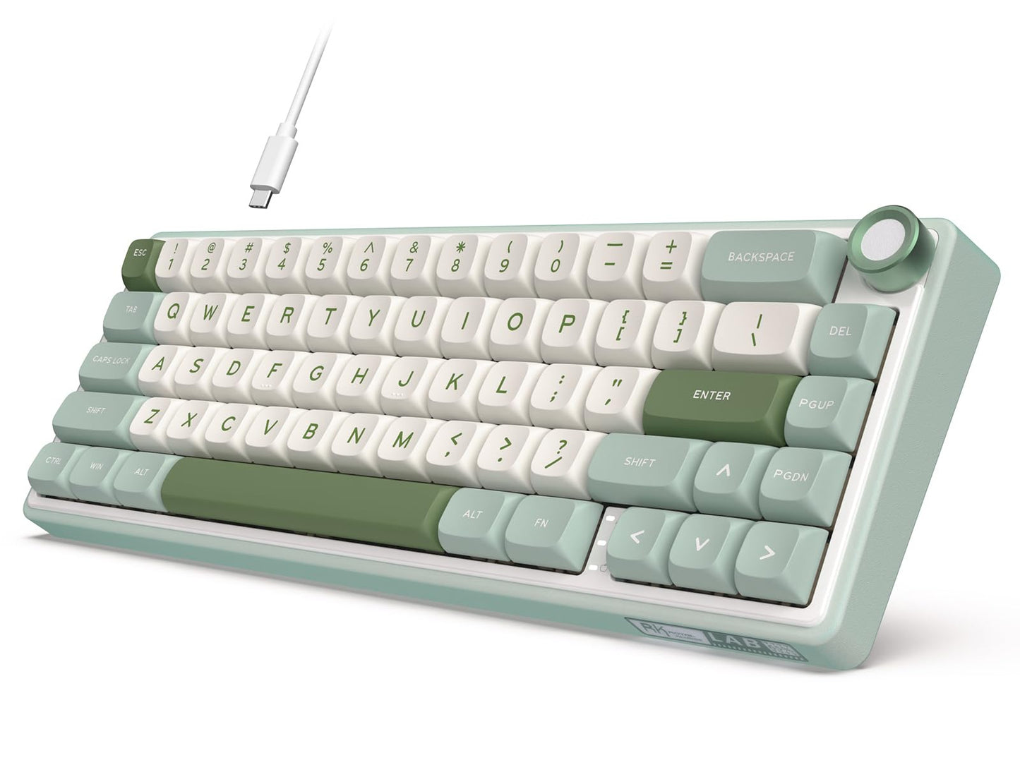 RK ROYAL KLUDGE R65 Wired Mechanical Keyboard with Volume Knob 60% Percent RGB Backlit Gasket Mount Gaming Keyboard with PBT Keycaps MDA Profile QMK/VIA 66 Keys Hot Swappable Cream Switch Cyan
